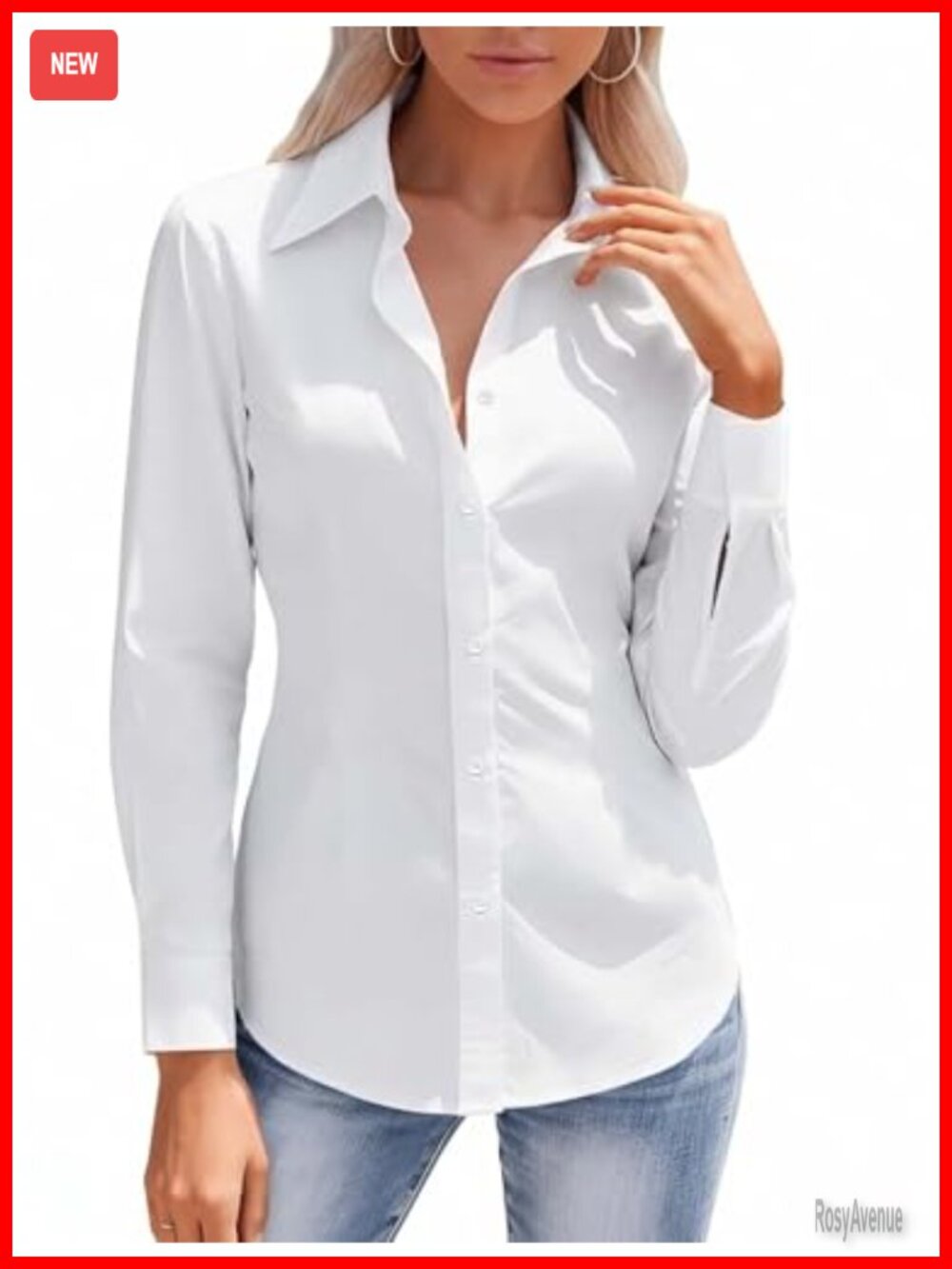 HOTOUCH Women's Stretch Button Down Shirt Long Sleeve Dress Shirt
